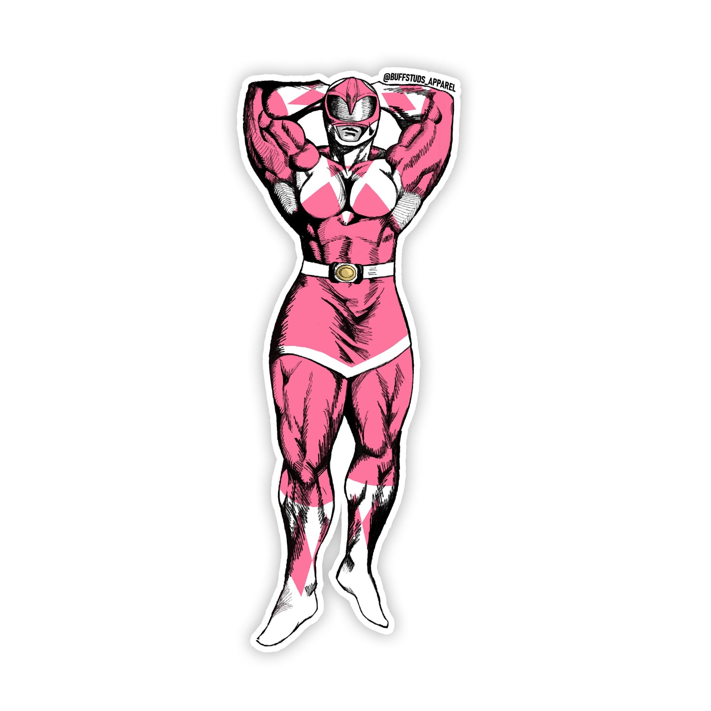 PINK POWER POSER CHARACTER STICKER Buff Studs