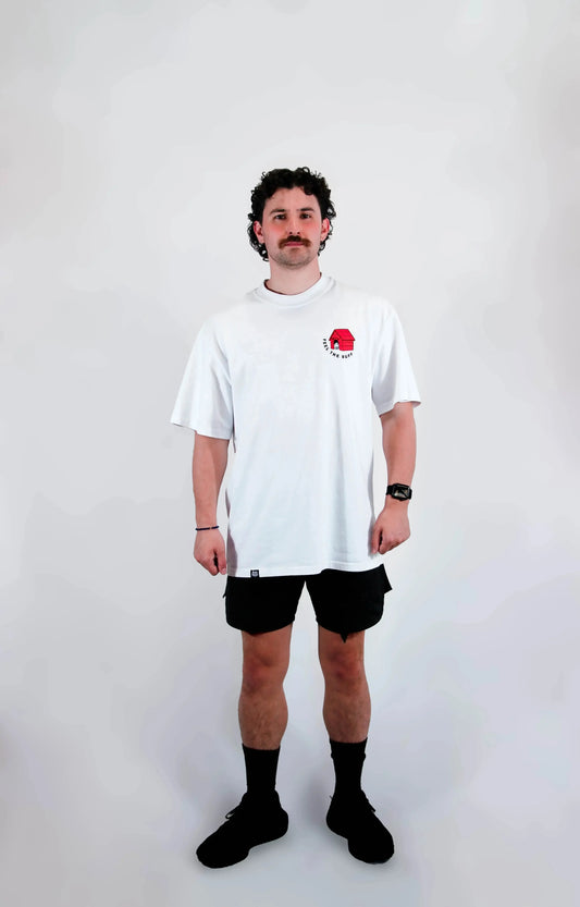 Full-body shot of a model wearing the Premium Buff Cover from the front, highlighting its versatile fit and design.