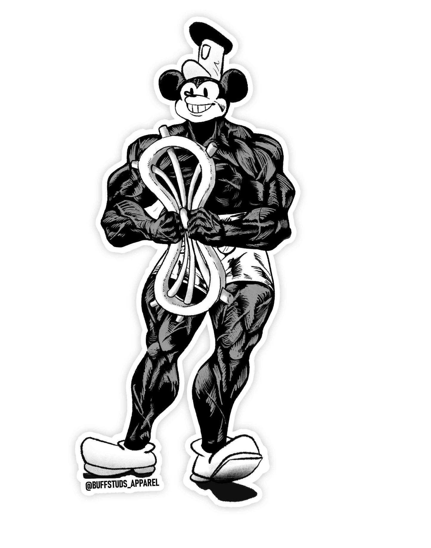 Steamy-Bod Willie Character Sticker Buff Studs