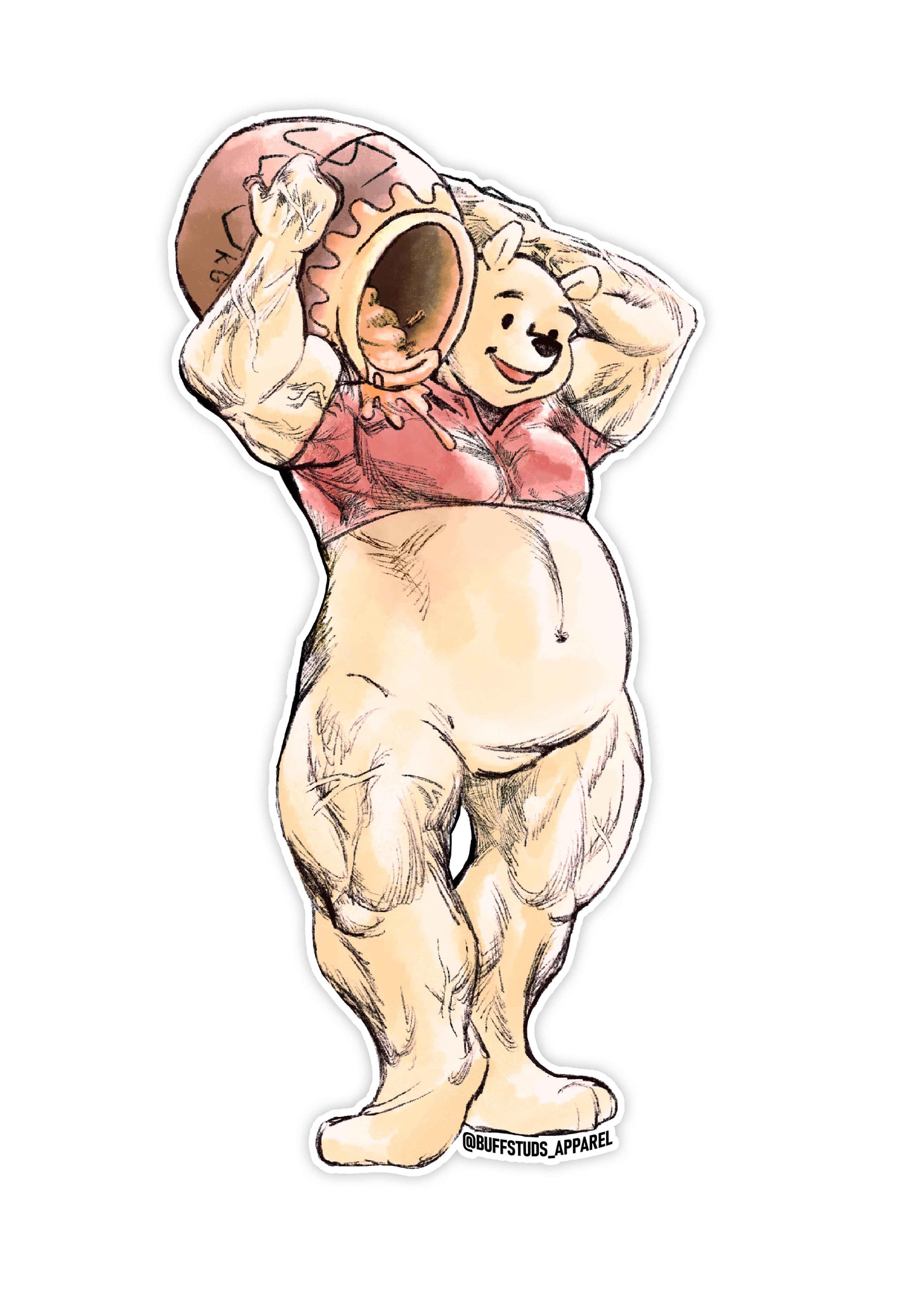 Winnie The Stud Character Sticker Buff Studs