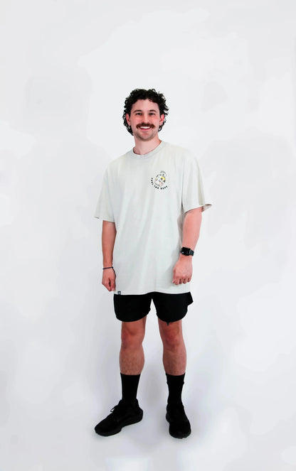 Full-body shot of a model wearing the Premium Buff Cover from the front, highlighting its versatile fit and design.