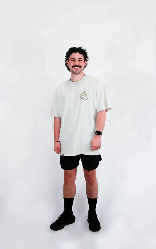 Full-body shot of a model wearing the Premium Buff Cover from the front, highlighting its versatile fit and design.